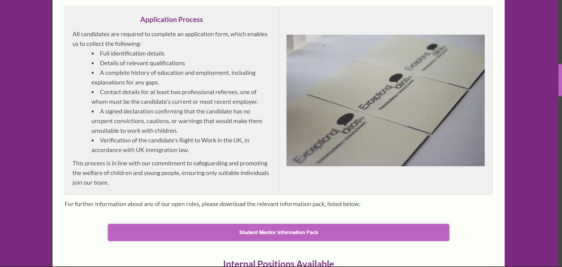 Exceptional Ideas detailed columns